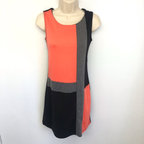 Worthington Dresses & Skirts - Worthington Stretch Orange Black Gray color block shift dress